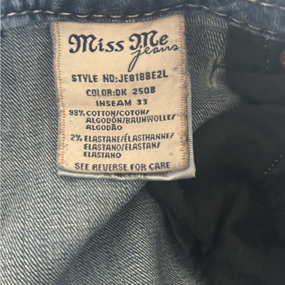 Miss Me Women’s Mid-Rise Easy Boot Jeans Size 28 Blue Embroidered Back Pockets - Picture 6 of 6